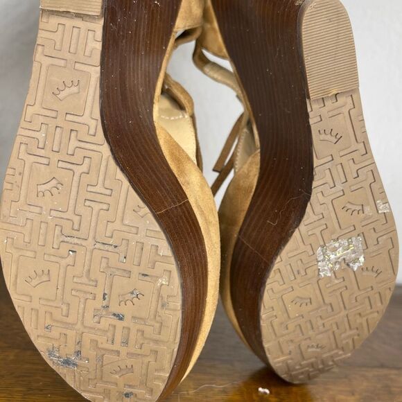 Elaine Turner Suede Wedge Heels Fringe - Picture 6 of 9